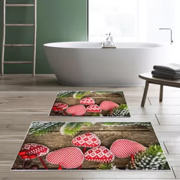 Set covoras de baie (2 bucati), Alanur Home, KT426, Poliester, Multicolor imagine