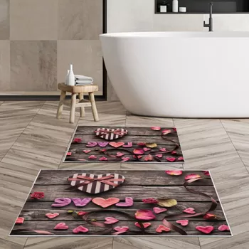 Set covoras de baie (2 bucati), Alanur Home, KT427, Poliester, Multicolor imagine