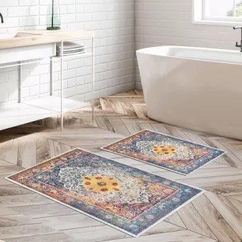 Set covoras de baie (2 bucati), Alanur Home, KT428, Poliester, Multicolor imagine