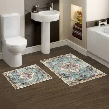 Set covoras de baie (2 bucati), Alanur Home, KT429 v2, Poliester, Multicolor imagine
