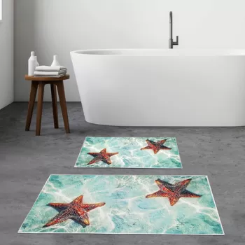 Set covoras de baie (2 bucati), Alanur Home, KT430, Poliester, Multicolor imagine