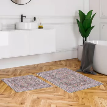 Set covoras de baie (2 bucati), Alanur Home, KT431, Poliester, Multicolor imagine