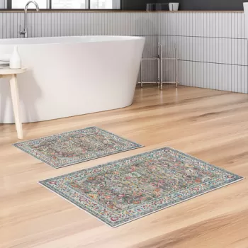 Set covoras de baie (2 bucati), Alanur Home, KT431 v2, Poliester, Multicolor imagine