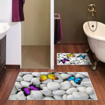 Set covoras de baie (2 bucati), Alanur Home, KT432, Poliester, Multicolor imagine