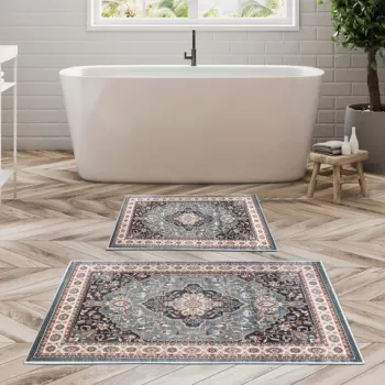 Set covoras de baie (2 bucati), Alanur Home, KT433, Poliester, Multicolor imagine