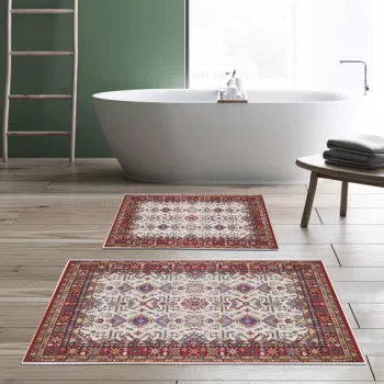 Set covoras de baie (2 bucati), Alanur Home, KT434, Poliester, Multicolor imagine