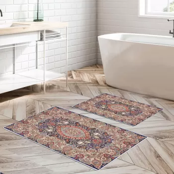 Set covoras de baie (2 bucati), Alanur Home, KT436, Poliester, Multicolor imagine