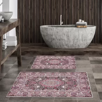 Set covoras de baie (2 bucati), Alanur Home, KT436 v2, Poliester, Multicolor imagine