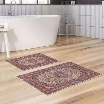 Set covoras de baie (2 bucati), Alanur Home, KT440, Poliester, Multicolor imagine