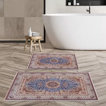 Set covoras de baie (2 bucati), Alanur Home, KT443, Poliester, Multicolor imagine