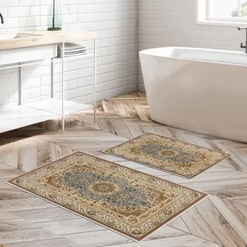 Set covoras de baie (2 bucati), Alanur Home, KT443 v2, Poliester, Multicolor imagine