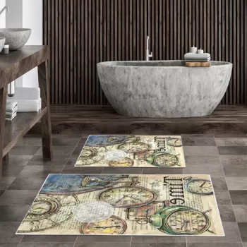 Set covoras de baie (2 bucati), Alanur Home, KT444, Poliester, Multicolor imagine