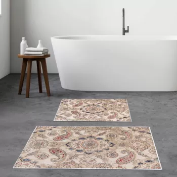 Set covoras de baie (2 bucati), Alanur Home, KT446, Poliester, Multicolor imagine