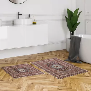 Set covoras de baie (2 bucati), Alanur Home, KT447, Poliester, Multicolor imagine