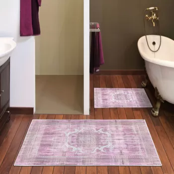 Set covoras de baie (2 bucati), Alanur Home, KT448 v2, Poliester, Multicolor imagine