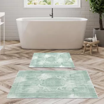 Set covoras de baie (2 bucati), Alanur Home, KT448 v3, Poliester, Multicolor imagine