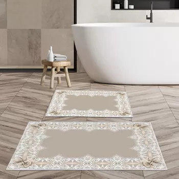 Set covoras de baie (2 bucati), Alanur Home, KT450, Poliester, Multicolor imagine