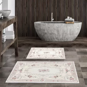 Set covoras de baie (2 bucati), Alanur Home, KT452, Poliester, Multicolor imagine