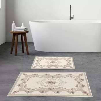 Set covoras de baie (2 bucati), Alanur Home, KT454, Poliester, Multicolor imagine