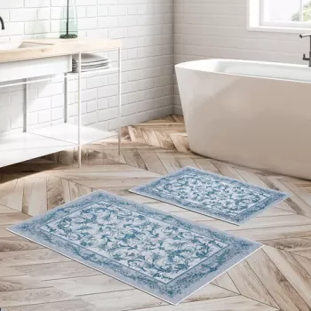 Set covoras de baie (2 bucati), Alanur Home, KT460 v2, Poliester, Multicolor imagine