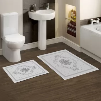 Set covoras de baie (2 bucati), Alanur Home, KT462, Poliester, Multicolor imagine