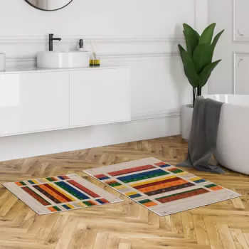 Set covoras de baie (2 bucati), Alanur Home, KT464, Poliester, Multicolor imagine