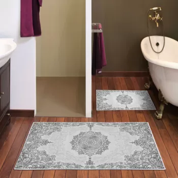 Set covoras de baie (2 bucati), Alanur Home, KT466, Poliester, Multicolor imagine