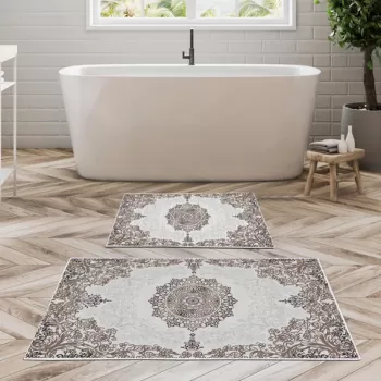 Set covoras de baie (2 bucati), Alanur Home, KT466 v2, Poliester, Multicolor imagine