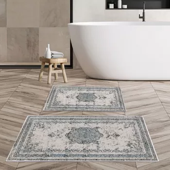 Set covoras de baie (2 bucati), Alanur Home, KT467 v2, Poliester, Multicolor imagine