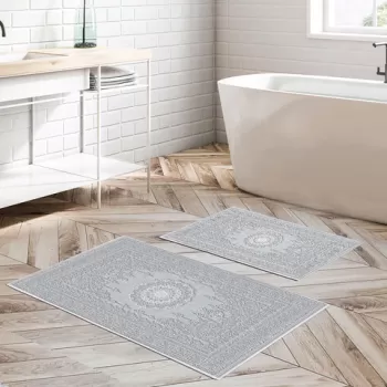 Set covoras de baie (2 bucati), Alanur Home, KT468, Poliester, Multicolor imagine