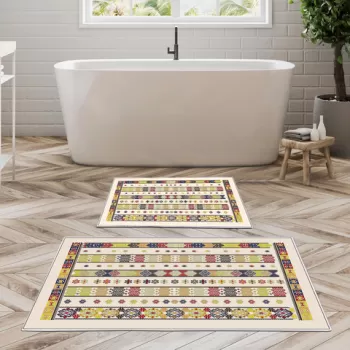 Set covoras de baie (2 bucati), Alanur Home, KT474, Poliester, Multicolor imagine