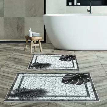 Set covoras de baie (2 bucati), Alanur Home, KT476, Poliester, Multicolor imagine