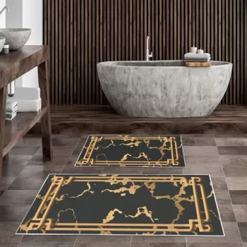 Set covoras de baie (2 bucati), Alanur Home, KT478, Poliester, Multicolor imagine