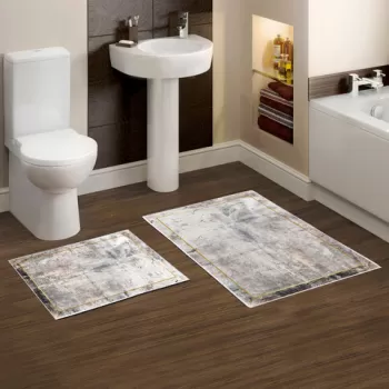 Set covoras de baie (2 bucati), Alanur Home, KT479, Poliester, Multicolor imagine