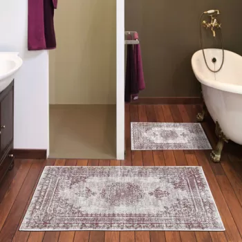 Set covoras de baie (2 bucati), Alanur Home, KT482, Poliester, Multicolor imagine