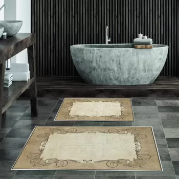 Set covoras de baie (2 bucati), Alanur Home, KT486 v2, Poliester, Multicolor imagine