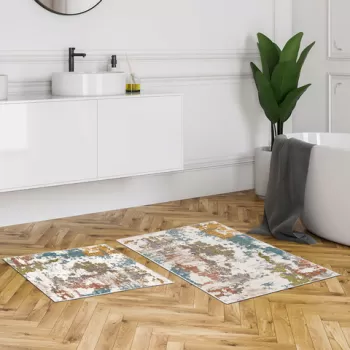 Set covoras de baie (2 bucati), Alanur Home, KT488, Poliester, Multicolor imagine