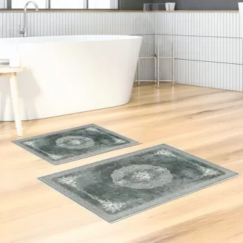 Set covoras de baie (2 bucati), Alanur Home, KT489, Poliester, Multicolor imagine