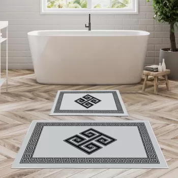 Set covoras de baie (2 bucati), Alanur Home, KT491, Poliester, Multicolor imagine