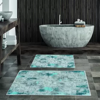 Set covoras de baie (2 bucati), Alanur Home, KT495, Poliester, Multicolor imagine