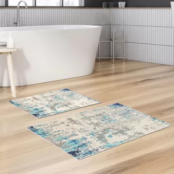 Set covoras de baie (2 bucati), Alanur Home, KT496 v2, Poliester, Multicolor imagine