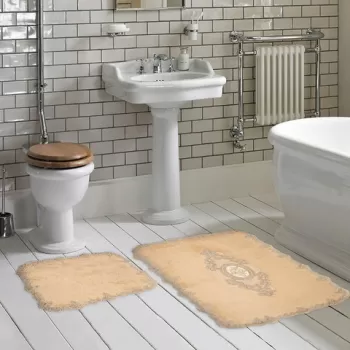 Set covoras de baie (2 bucati), Alanur Home, Selonya D, Poliester, Cappuccino imagine