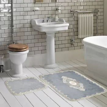 Set covoras de baie (2 bucati), Alanur Home, Selonya D, Poliester, Gri imagine