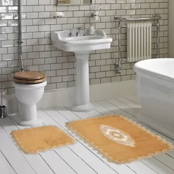 Set covoras de baie (2 bucati), Alanur Home, Selonya D, Poliester, Maro deschis imagine