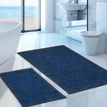 Set covoras de baie (2 bucati), Alanur Home, SO10010, Bumbac, Albastru imagine