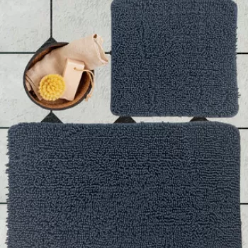 Set covoras de baie (2 bucati), Alessia Home, Victoria, Bumbac, Gri inchis imagine