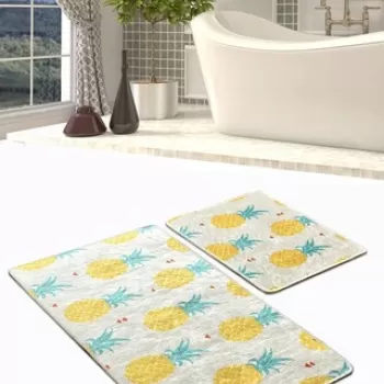 Set covoras de baie (2 bucati), Chilai, Ananas DJT, Micropoliamida, Multicolor imagine