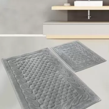 Set covoras de baie (2 bucati), Chilai, Bambi Cotton, Bumbac, Gri imagine