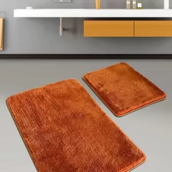 Set covoras de baie (2 bucati), Chilai, Colors of, Fibre acrilice, Roz somon imagine