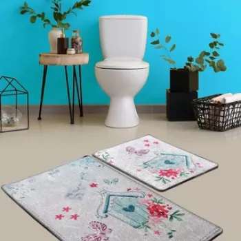 Set covoras de baie (2 bucati), Chilai, For You, Catifea, Multicolor imagine